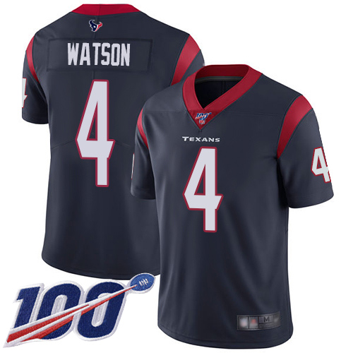 Houston Texans Limited Navy Blue Men Deshaun Watson Home Jersey NFL Football #4 100th Season Vapor Untouchable->youth nfl jersey->Youth Jersey